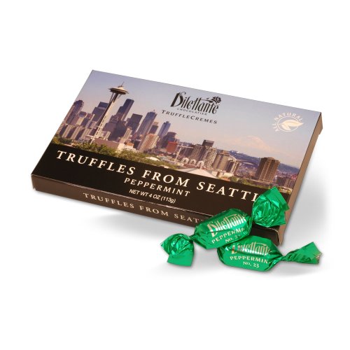 Peppermint Truffle Creme Seattle Skyline Gift Box – 4oz Souvenir Box – By Dilettante (4 Pack) logo