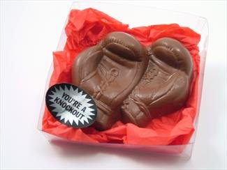 Perfect Valentine’s Day Gift Solid Milk Chocolate You’re A Knockout Unique Novelty Gourmet Candy Gift Boxed Boxing Gloves For Adults, Children & Lovers logo