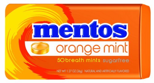 Perfetti Van Melle Mentos Sugar-free Breath Mints, Orange Mint, 1.27 Ounce (Pack of 12) logo