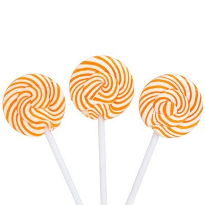 Petite Squiggly Pops Orange & White Swirled Lollipop 48 Count logo