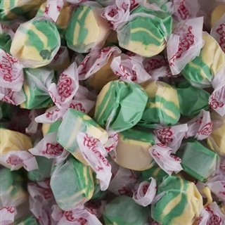 Pineapple Green & Yellow Gourmet Salt Water Taffy 5 Pound Bag (bulk) logo