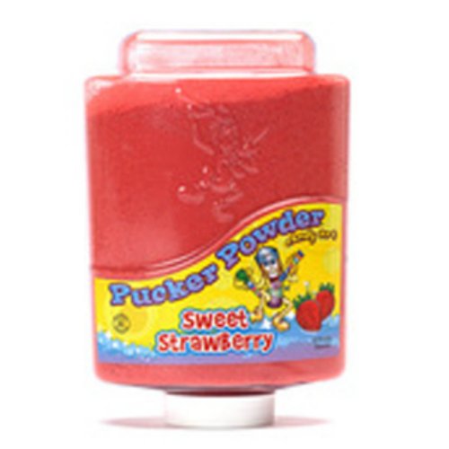 Pink Strawberry Pucker Powder Candy 9 Ounce Bottle logo