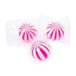 Pink & White Sassy Spheres Striped Candy Balls Strawberry 1 Pound logo