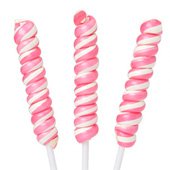 Pink & White Strawberry Tesla’s Tiny Twist Lollipops 10 Piece Box logo
