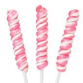 Pink & White Strawberry Tesla’s Tiny Twist Lollipops 48 Piece Box logo