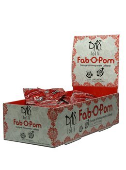 Pomegranate and Orange (fab-o-pom) Lollipops 50 Count Display logo