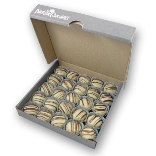 Praline Truffles In White Chocolate – 25 Piece Bulk Box – By Dilettante logo