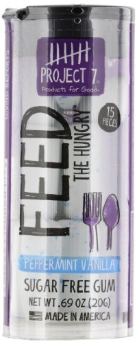 Project 7 Feed The Hungry Chewing Gum, Peppermint Vanilla – 15 Count (Pack of 8) logo