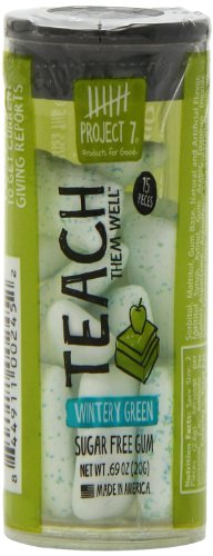 Project 7 Teach Them Well Chewing Gum, Wintery Green – 15 Count (Pack of 8) logo