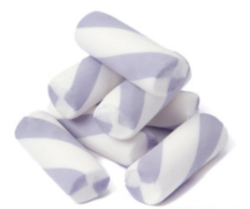 Puffy Poles Lavender Purple & White Jumbo Marshmallow Twists 1lb Bag logo