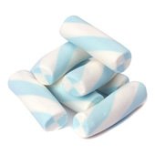 Puffy Poles Light Blue & White Jumbo Marshmallow Twists 1lb Bag logo