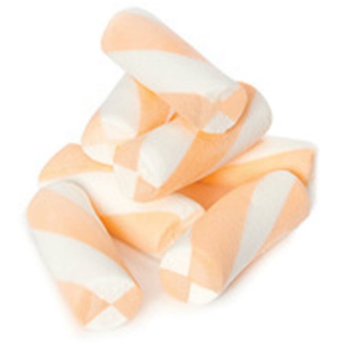 Puffy Poles Orange & White Jumbo Marshmallow Twists 1lb Bag logo