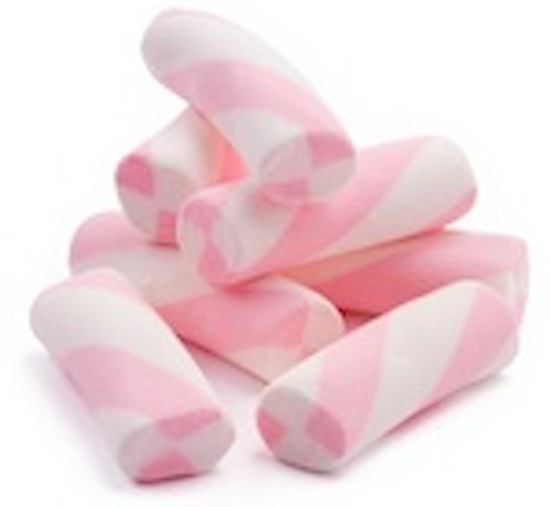 Puffy Poles Pink & White Jumbo Marshmallow Twists 1lb Bag logo