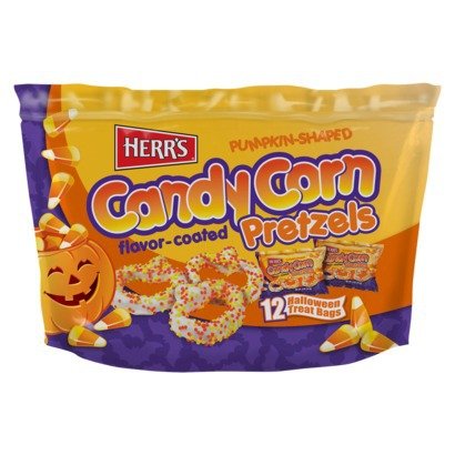 Pumpkin Shaped Candy Corn Flavor-coated Pretzels – 12 Treat Sized 0.5oz Bags logo