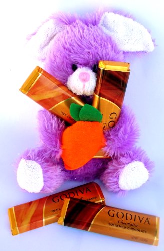 Purple Easter Bunny Rabbit Plush Stuffed Animal With Two Premium Filled Godiva Chocolate Candy Bars (flavor Assortment Of Candy Bar Vary) logo