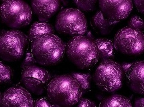 Purple Foiled Milk Chocolate Balls 1lb Bag logo