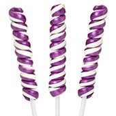 Purple & White Grape Tesla’s Tiny Twist Lollipops 10 Piece Box logo