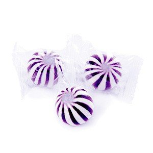 Purple & White Sassy Spheres Striped Candy Balls Grape 5 Pound logo