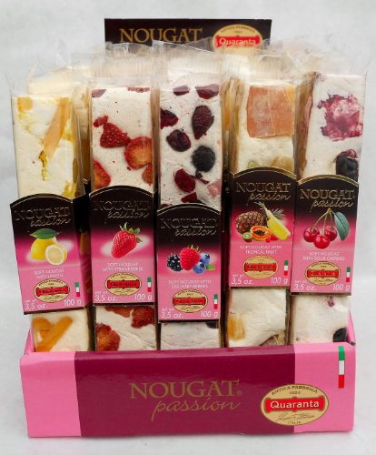 Quaranta (5 Pack) Assorted Fruit & Nut Torrone Bars 5 X100g Soft Torrone Nougat From Italy logo