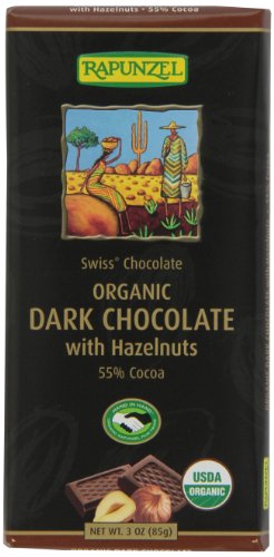 Rapunzel Organic Dark Chocolate With Hazelnuts 55% Cocoa, 3 ounce Bars (Pack of 12) logo