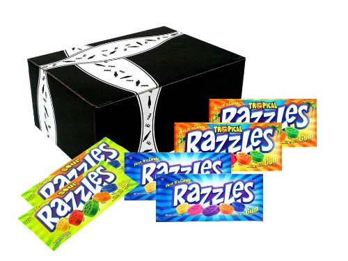 Razzles Variety: Two 1.4 Oz Packages Each Of Original, Sour, and Tropical Razzles In A Gift Box (Pack of 6) logo