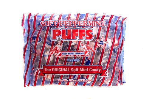 Red Bird 10 Ounce Peppermint Puffs Candy Lay Down Bag (Pack of 3) logo