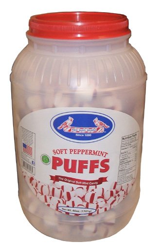 Red Bird Soft Peppermint Puffs Loose Packed Mints 60 Ounce Value Container logo