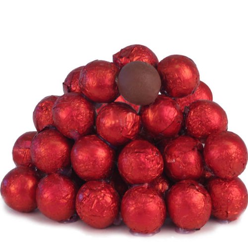 Red Foiled Chocolate Balls, 5lbs logo