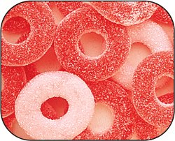 Red Melon Patch Gummi Gummy Rings Candy 4 Pound Bag (bulk) logo