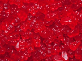 Red Raspberry Gummi Gummy Bears Candy 1 Pound Bag logo