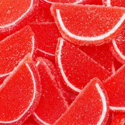 Red Raspeberry Fruit Jell Slices 1lb Bag logo