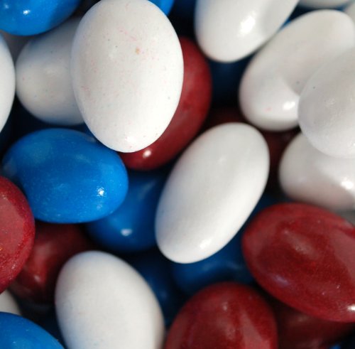 Red, White, and Blue Chocolate Covered Almonds (1lbs) logo