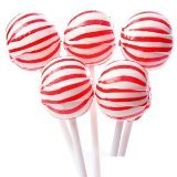 Red & White Sassy Spheres Striped Suckers Cherry Flavored 1 Pound logo