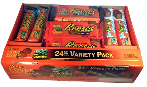 Reese’s 24 Count Variety Pack Fast Break, Dark Peanut Butter Cups, and Reese’s Whips logo