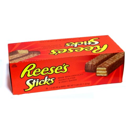 Reesesticks Crispy Wafers Peanut Butter Candy Bar, 1.5 ounce Bars (Pack of 36) Reesesticks Crispy W logo