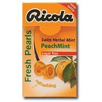 Ricola Herbal Sugar Free Peachmint Mints, 0.88 ounce Boxes (Pack of 12) logo