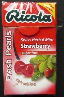 Ricola Herbal Sugar Free Strawberry Mint, 0.88 ounce Boxes (Pack of 12) logo