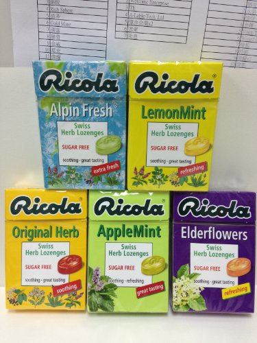 Ricola Swiss Herbal Sugar-free Mint 5 Differents Taste Candy X 5 Packs logo