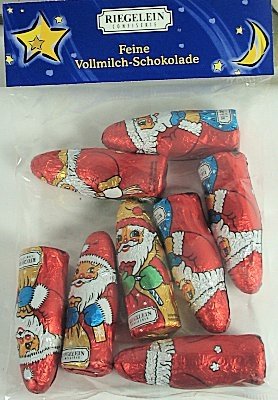 Riegelein Chocolate 8 Mini Santas In Bag 100g logo