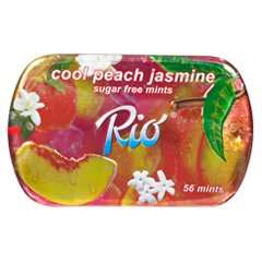 Rio Cool Peach Jasmine Sugarfree Mint Candy 14gm X 5 logo