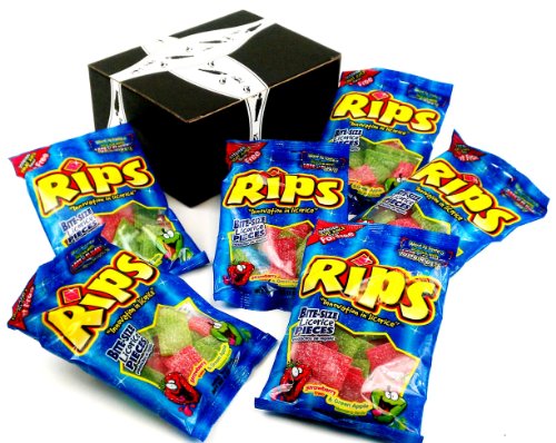 Rips Strawberry & Green Apple Bite-size Licorice Pieces, 4 Oz Bags In A Gift Box (Pack of 6) logo