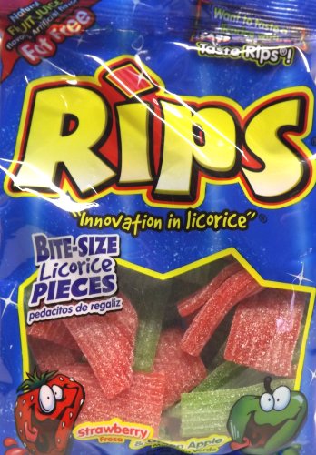 Rips Strawberry & Green Apple Licorice Pieces (large 6.5 Oz Bags) 2 Pack logo