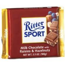 Ritter Raisin and Hazelnut Milk Chocolate Bar, 3.5 Ounce — 12 Per Case. logo