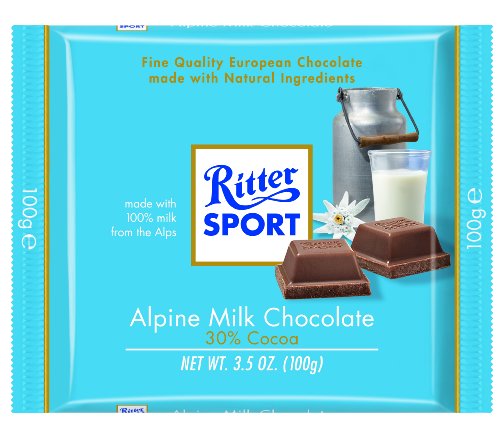 Ritter Sport, Alpine Milk Chocolate, 3.5 ounce Bars (Pack of 12) logo