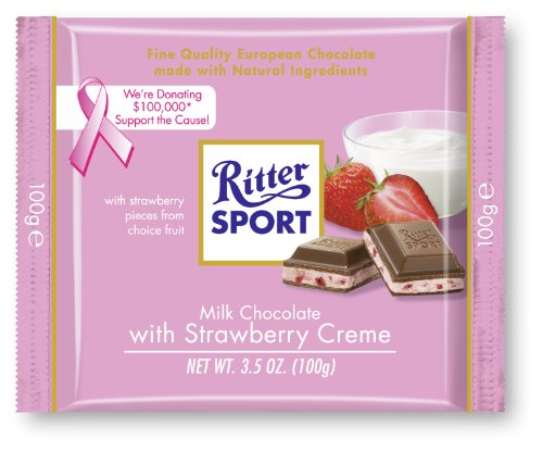 Ritter Sport Bars, Milk Chocolate With Strawberry Creme, 3.5 Ounce (Pack of 12) logo