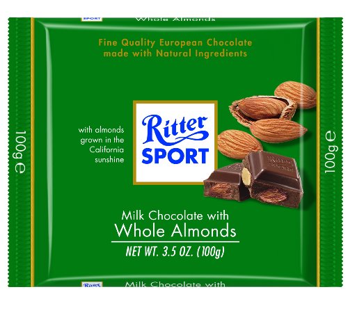 Ritter Sport Bars, Milk Chocolate With Whole Almonds, 3.5 Ounce (Pack of 11) logo