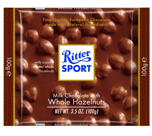 Ritter Sport Bars, Milk Chocolate With Whole Hazelnuts, 3.5 Ounce (Pack of 10) logo