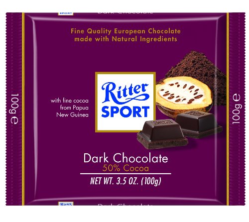 Ritter Sport, Dark Chocolate 50% Cocoa, 3.5 ounce Bars (Pack of 12) logo