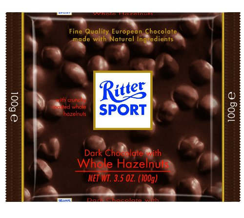 Ritter Sport Dark Chocolate, Whole Hazelnuts, 2.3 Ounce (Pack of 11) logo