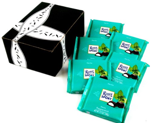 Ritter Sport Dark Chocolate With Peppermint, 3.5 Oz Bars In A Gift Box (Pack of 6) logo